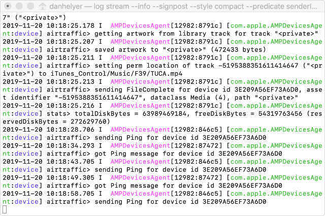 Terminal met informatiestroom AMPDevicesAgent