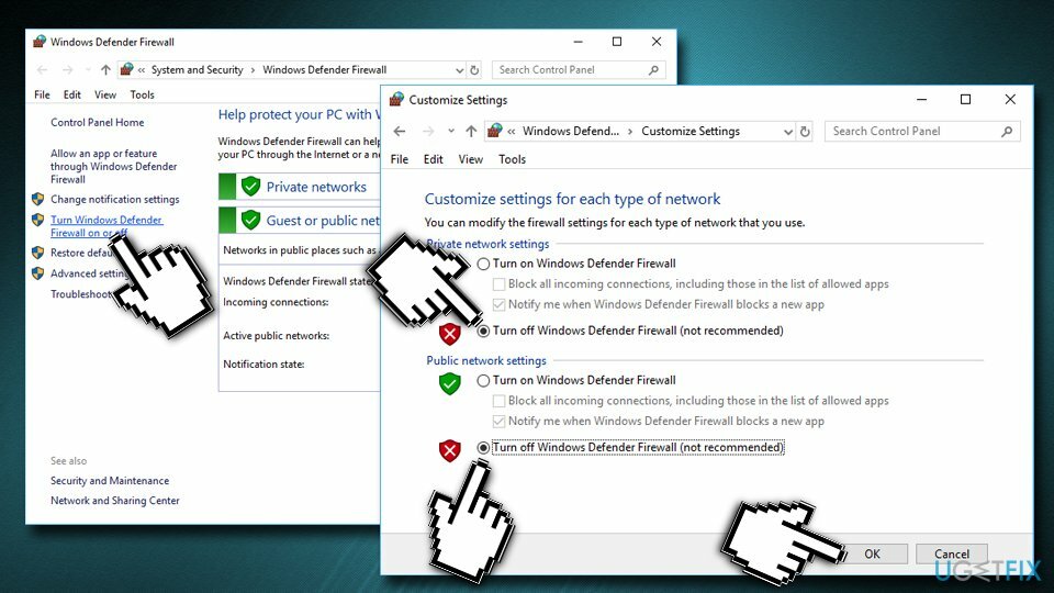 Disattiva temporaneamente il firewall