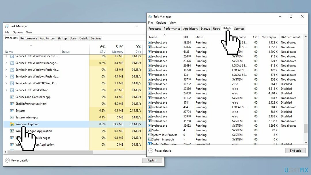 Käynnistä Windows Explorer -palvelu uudelleen