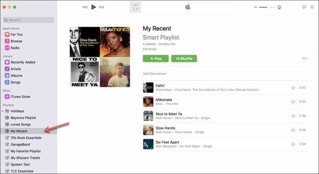 Afspilningsliste Nyligt tilføjet Music-Mac