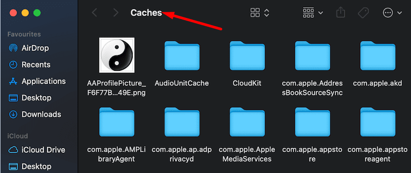 macbook Caches Ordner