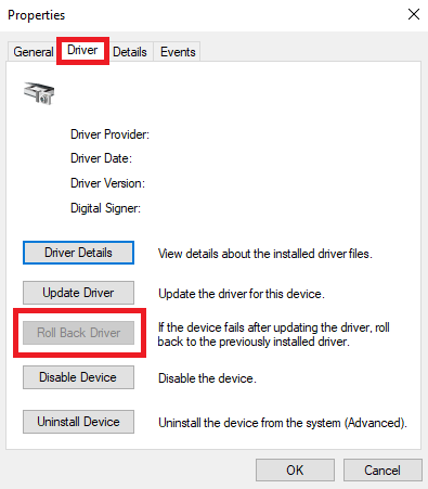 Reverter o driver