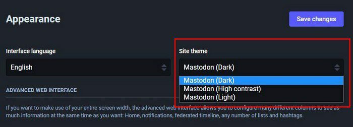 Tema del sito Mastodon Web