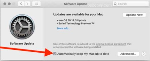 Αυτόματη ενημέρωση του Mac