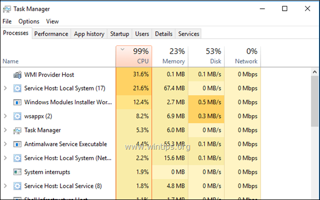 Correction de l'utilisation élevée du processeur par l'hôte du fournisseur WMI sous Windows 10, 8.1, 8, 7