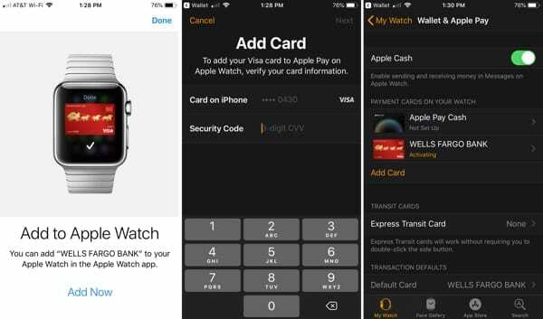 Adicione um cartão ao Apple Watch imediatamente