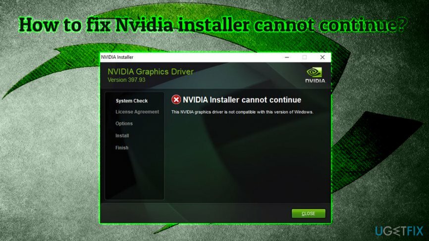 Установщик Nvidia не может продолжить исправление