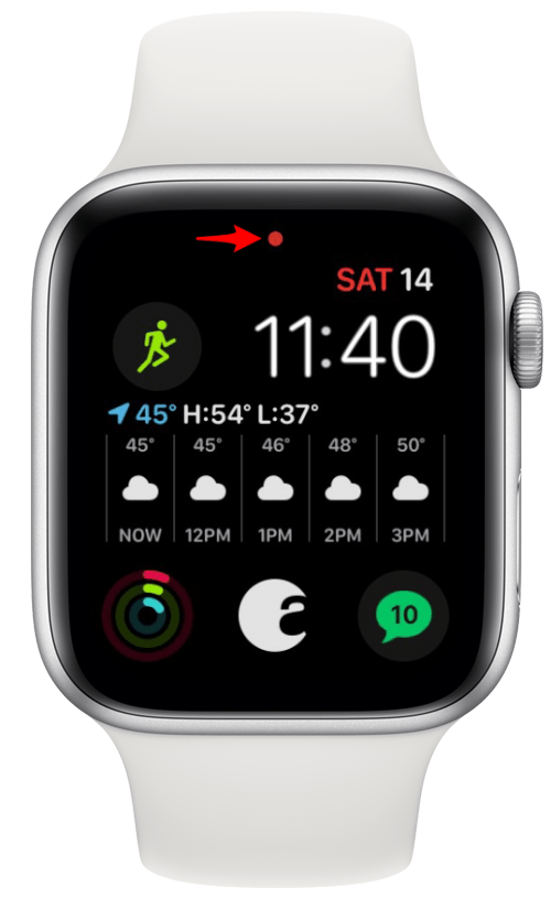 Pictograma punct roșu pe Apple Watch