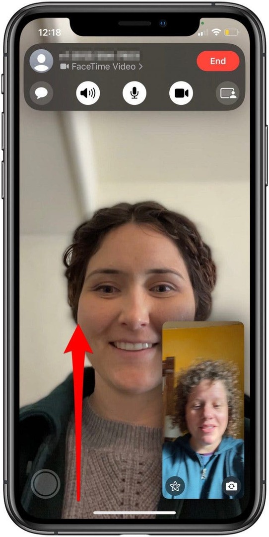 sveip opp fra bunnen av FaceTime-samtalen