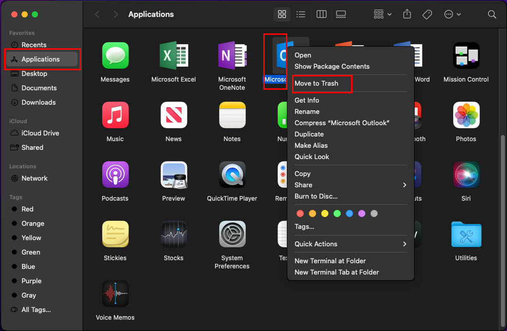 Odinstalace Microsoft Apps z macOS