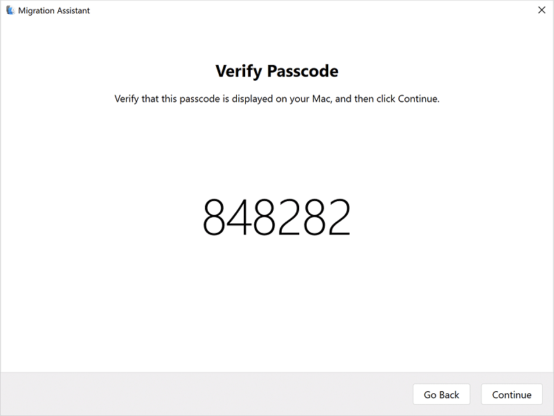 Verwenden Sie den bereitgestellten Passcode, um eine Verbindung herzustellen