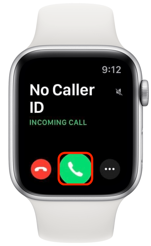 Érintse meg a zöld telefon gombot a fogadáshoz az Apple Watchon