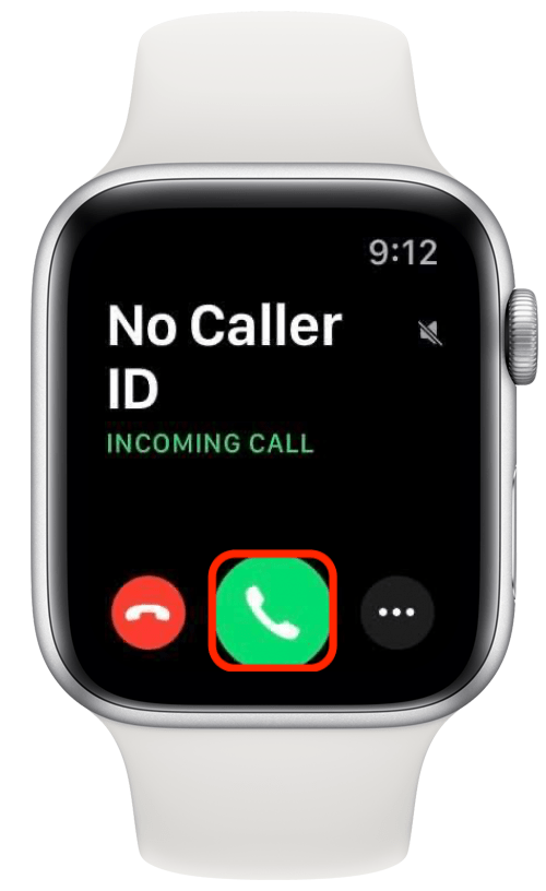 Toque no botão verde do telefone para atender no seu Apple Watch