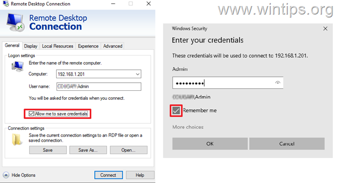 FIX: Windows sparar inte Remote Desktop Credentials