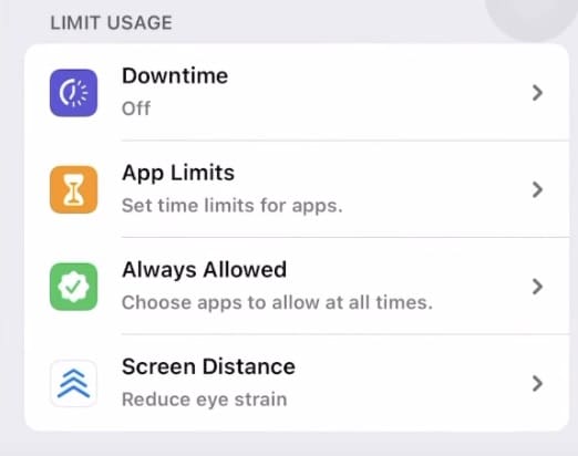 Limita l'utilizzo e la distanza dello schermo in iOS 17 