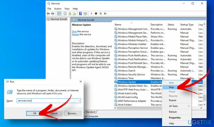 Interrompi i processi di aggiornamento di Windows