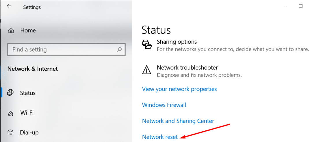 hálózati alaphelyzetbe állítás Windows 10