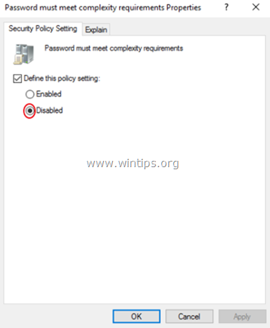 schakel de vereisten voor wachtwoordcomplexiteit uit active directory 2016
