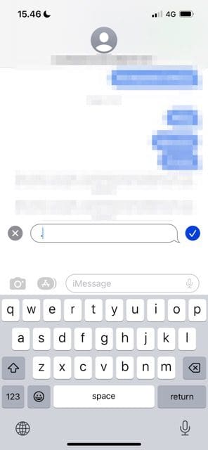 Знімок екрана, на якому показано, як редагувати повідомлення в iOS 16