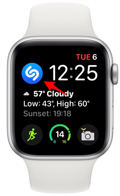 Усложнение на Shazam върху лице на Apple Watch