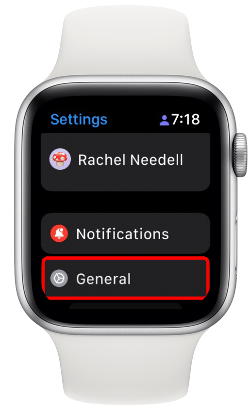 ir a la configuración general en Apple Watch