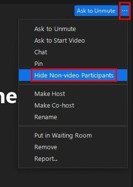 Sembunyikan bukan peserta video Zoom
