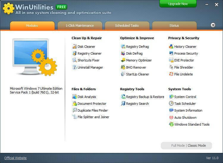 WinUtilities Free - Strumento di pulizia del registro