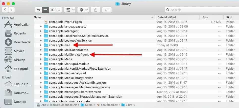 Сбой почтового приложения на macOS Mojave
