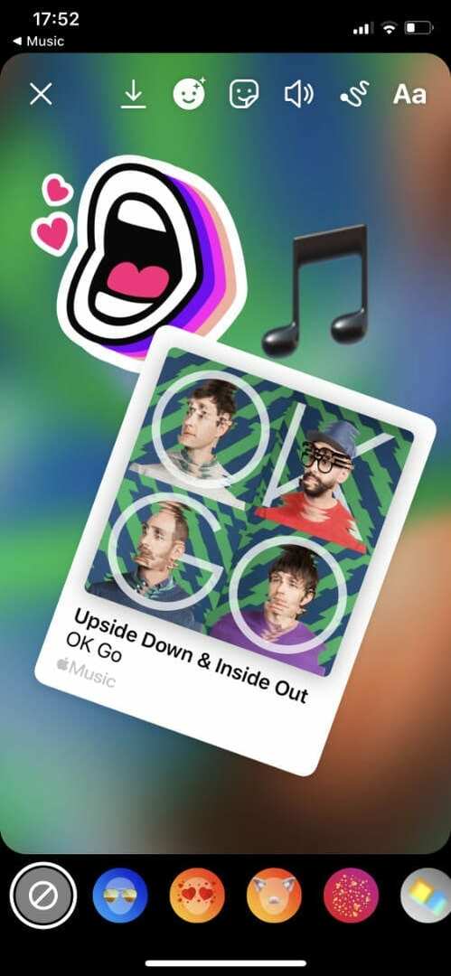 Instagram Apple Music Story mit Stickern