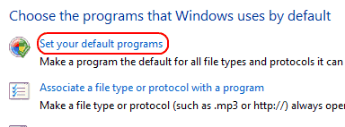 Win7 Установіть програми за замовчуванням