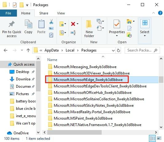 Kattintson duplán a Microsoft Edge Packages mappára