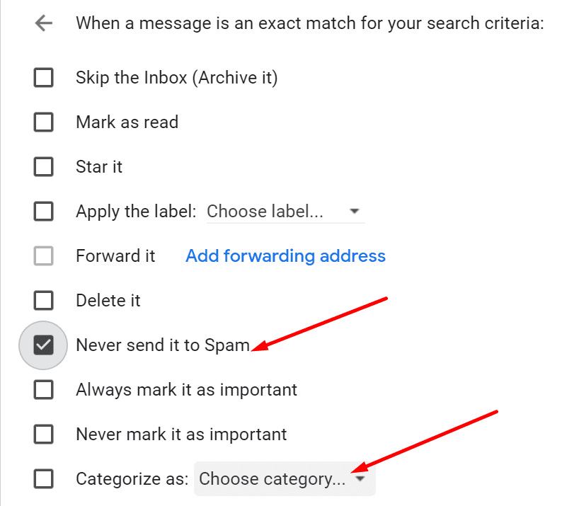 creează filtru de e-mail gmail