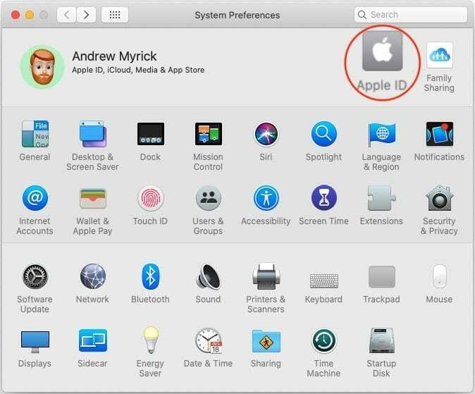 Відкрийте Apple ID з System Prefs