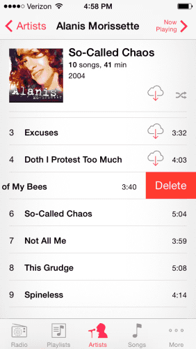 iOS Delete Song