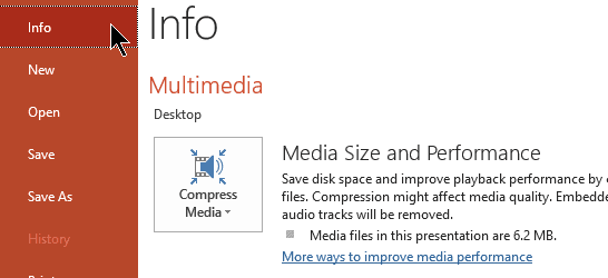 mídia de compressão de powerpoint