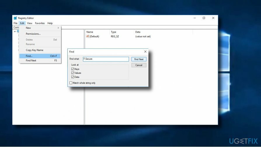 Hapus sisa makanan di Windows Registry Editor