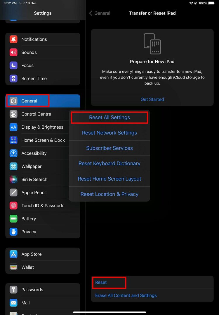 Reset Pengaturan Umum iPad