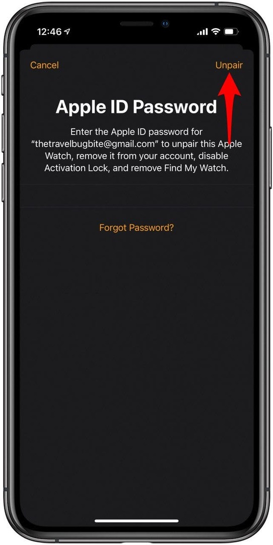 Sisestage oma iCloudi parool ja puudutage Unpair. 