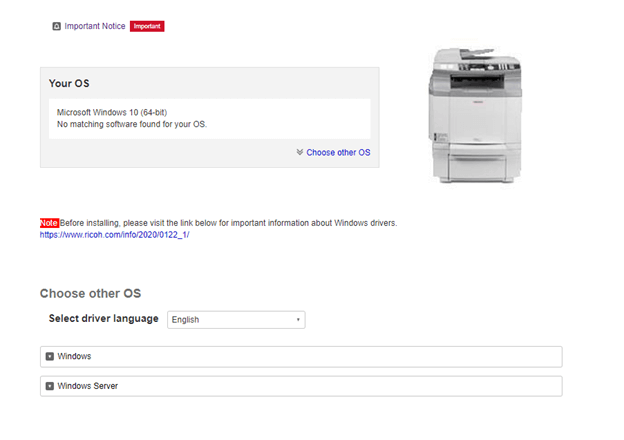 descărcați driverul Ricoh SP 210 de pe site-ul oficial