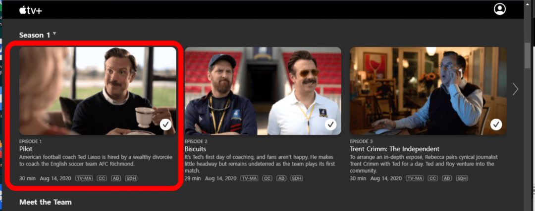 cara menonton ted lasso - pilih episode