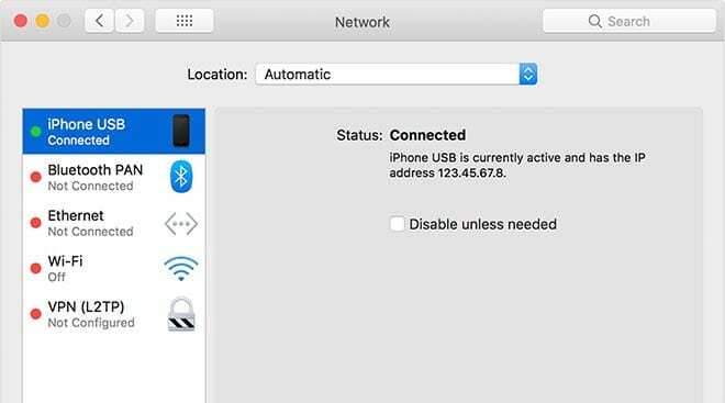 Personal Hotspot - USB