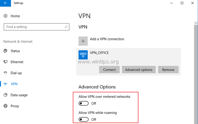 modificar la configuración de vpn windows 10