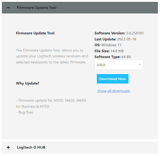 Vyberte nástroj Firmware Update Tool