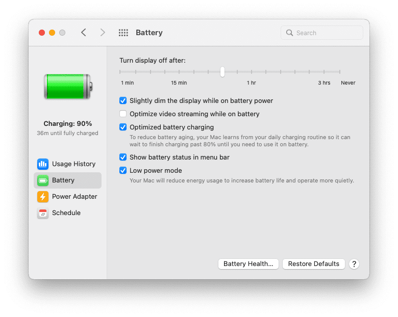 Gebruik de energiebesparende modus op Mac - 1