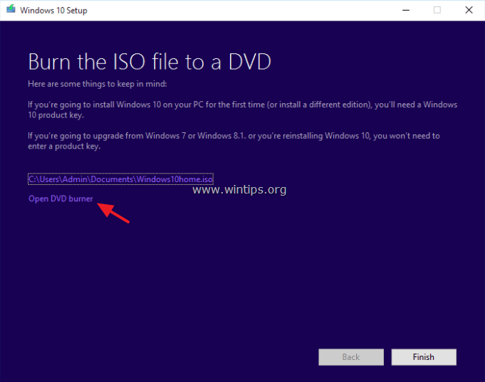 kreirajte DVD za podizanje sustava Windows 10