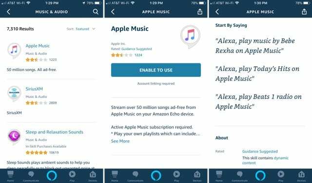 Alexa-app Apple Music op iPhone