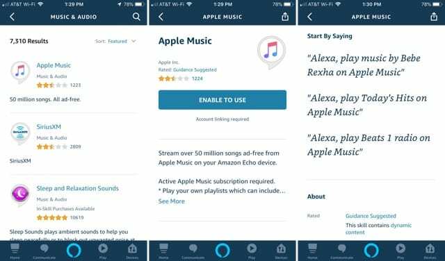 Alexa App Apple Music no iPhone