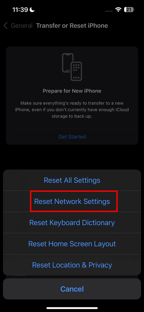 Jak obnovit nastavení sítě na iPhone