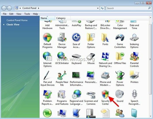 windows-vista- مركز الأمن