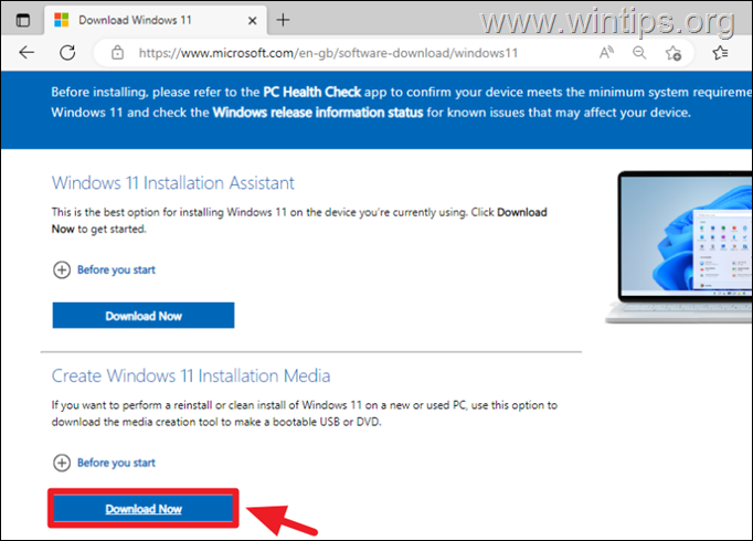 Last ned Windows 11 media reation tool